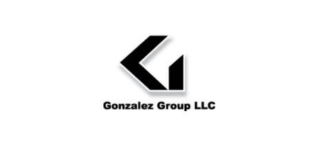 Black geometric logo of Gonzalez Group LLC on a white background.
