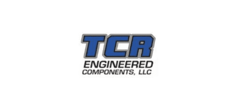 Logo for TCR Engineered Components, LLC with bold blue letters "TCR" above smaller gray text.