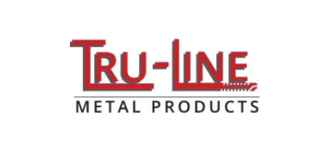 Logo of Tru-Line Metal Products, featuring red text with a black underline and a white background.