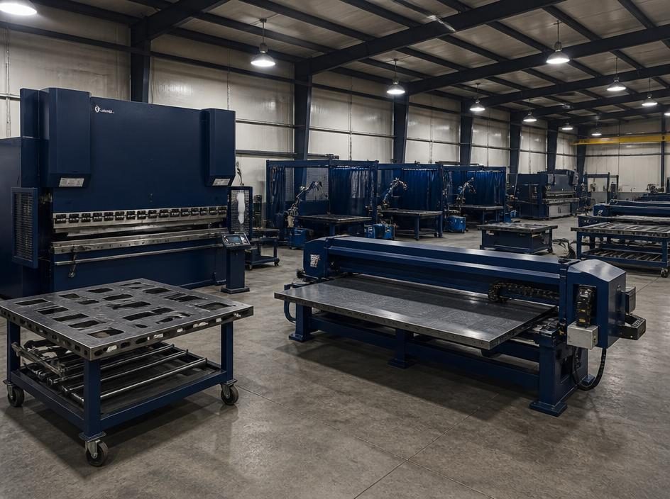 Fabrication equipment including a press brake and welding stations sold in a Premier ARG auction