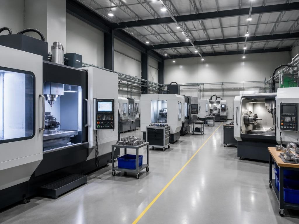 Modern CNC machining and turning centers in a clean manufacturing facility